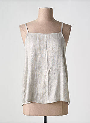 Top manches bretelles ajustables fines bretelles beige DIEGA femme