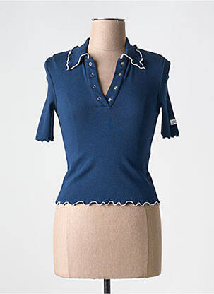 Polo stretch manches courtes bleu ROTATE femme
