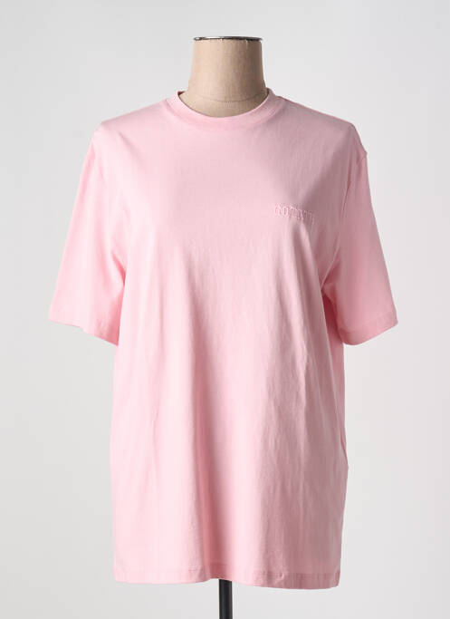 T-shirt col rond manches courtes rose fonce ROTATE femme
