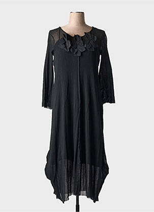 Robe mi-longue manches 3/4 manches 3/4 noir KEDZIOREK femme