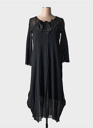 Robe mi-longue manches 3/4 manches 3/4 noir KEDZIOREK femme