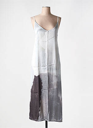 Robe longue coupe fluide fines bretelles gris POU NOU femme