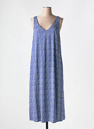 Robe mi-longue imprimé fantaisie sans manche bleu ZILCH femme