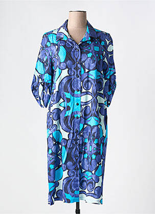 Robe mi-longue imprimé fantaisie manches courtes bleu AN II VITO femme