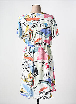 Robe mi-longue imprimé fantaisie manches courtes blanc AN II VITO femme