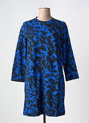 Robe courte fermeture zippée au dos manches longues bleu MASAI femme