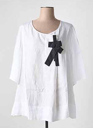 Blouse col rond manches 3/4 blanc KEDZIOREK femme