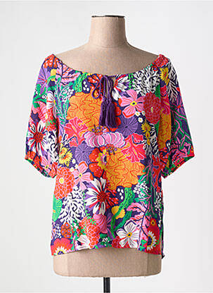 Blouse tissage popeline manches courtes violet BLUTSGESCHWISTER femme