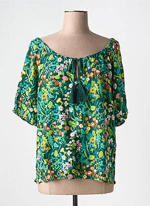 Blouse tissage popeline manches courtes vert BLUTSGESCHWISTER femme