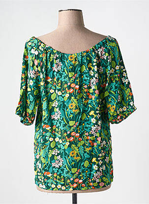 Blouse tissage popeline manches courtes vert BLUTSGESCHWISTER femme