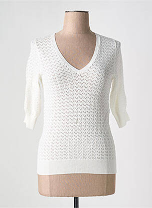 Pull coupe cintrée manches 3/4 blanc ESQUALO femme