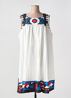 Robe mi-longue imprimé fantaisie sans manche blanc BUBBLEE femme