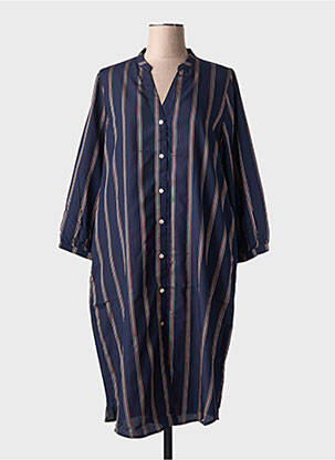 Robe mi-longue manches longues manches longues bleu NICE THINGS femme