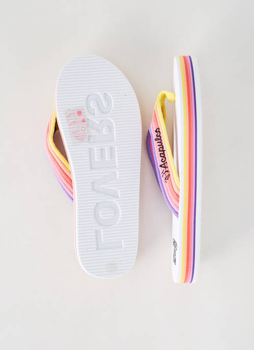 Tongs bout ouvert talon plat jusqu'à 3cm jaune LOVERS BAY CLUB femme