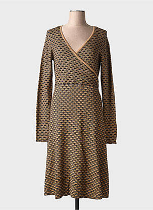 Robe mi-longue manches longues manches longues marron ZILCH femme