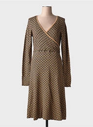 Robe mi-longue manches longues manches longues marron ZILCH femme