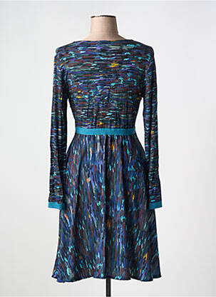 Robe mi-longue imprimé fantaisie manches longues bleu PAUL BRIAL femme