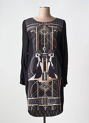 Robe courte manches longues manches longues noir MISSING JOHNNY femme
