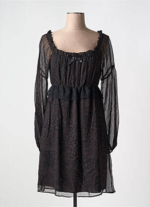 Robe courte manches longues manches longues noir ELLE AIME PARIS femme