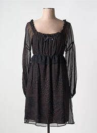 Robe courte manches longues manches longues noir ELLE AIME PARIS femme