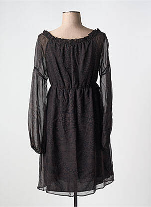 Robe courte manches longues manches longues noir ELLE AIME PARIS femme