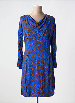 Robe mi-longue imprimé fantaisie manches longues bleu LA FIANCEE DU MEKONG femme