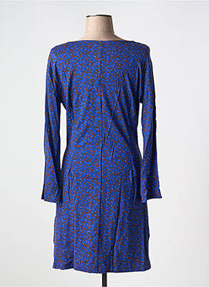 Robe mi-longue imprimé fantaisie manches longues bleu LA FIANCEE DU MEKONG femme