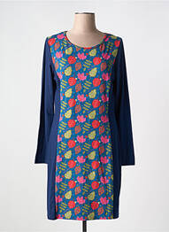 Robe mi-longue imprimé fleurs manches longues bleu MISSING JOHNNY femme