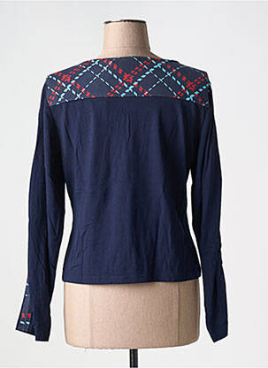 Gilet manches longues col rond bleu MALOKA femme