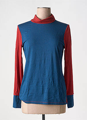 Sous-pull stretch manches longues bleu MALOKA femme