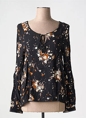 Blouse tissage popeline manches longues noir KANOPE femme