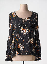 Blouse imprimé fleurs manches longues noir KANOPE femme