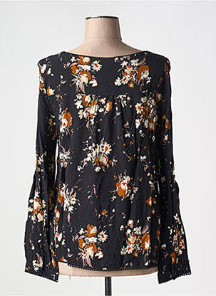 Blouse tissage popeline manches longues noir KANOPE femme