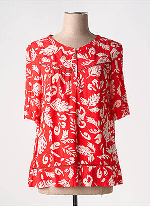 Blouse tissage popeline manches 3/4 rouge ÉTYMOLOGIE femme