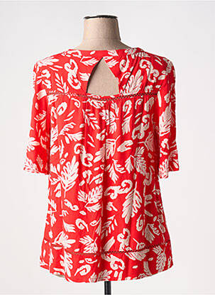 Blouse tissage popeline manches 3/4 rouge ÉTYMOLOGIE femme