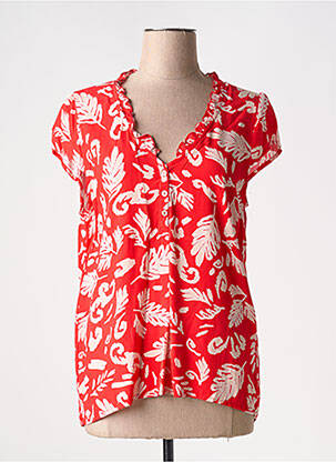 Blouse tissage popeline manches courtes rouge ÉTYMOLOGIE femme