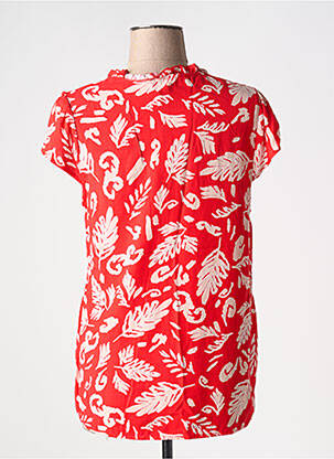 Blouse tissage popeline manches courtes rouge ÉTYMOLOGIE femme