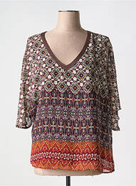 Blouse légère et transparente manches courtes orange MOKA'S femme