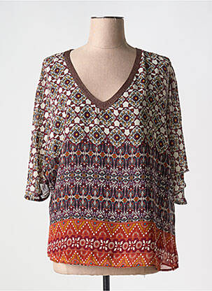 Blouse légère et transparente manches courtes orange MOKA'S femme