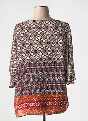 Blouse légère et transparente manches courtes orange MOKA'S femme