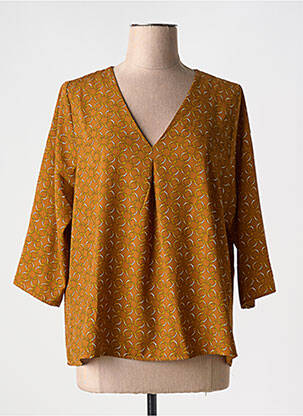 Blouse imprimé fantaisie manches 3/4 jaune REVD'ELLE femme