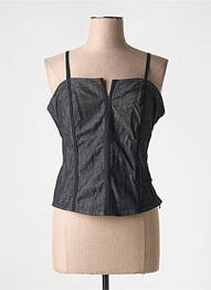 Top col carré fines bretelles noir PAUL BRIAL femme