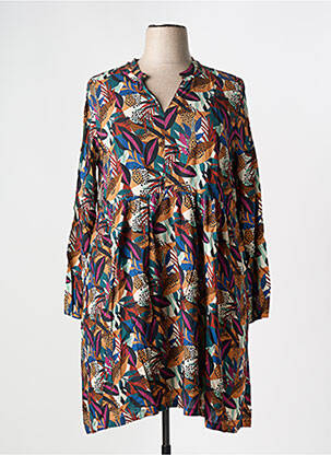 Robe mi-longue imprimé fantaisie manches longues noir LA FIANCÉE femme