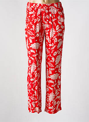 Pantalon droit tissage popeline taille normale rouge ÉTYMOLOGIE femme