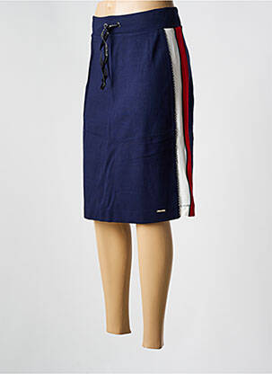 Jupe mi-longue coupe droite bleu MALOKA femme
