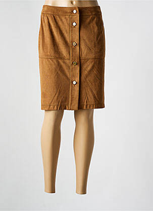 Jupe mi-longue taille à pinces marron PAUL BRIAL femme