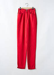 Pantalon slim tissage popeline taille haute rouge SETRAK femme