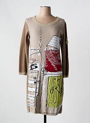 Robe pull stretch manches longues beige ELISA CAVALETTI femme
