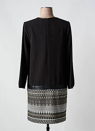 Robe courte manches longues manches longues noir LAUREN VIDAL femme