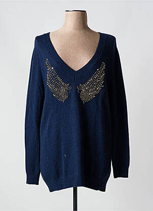 Pull coupe droite manches longues bleu LAUREN VIDAL femme